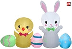 6.5' Gemmy Airblown Easter Collection Scene w/ Easter Bunny, Chick, and Eggs