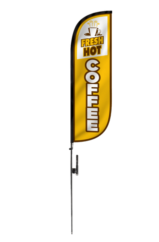 Fresh Hot Coffee Feather Flag