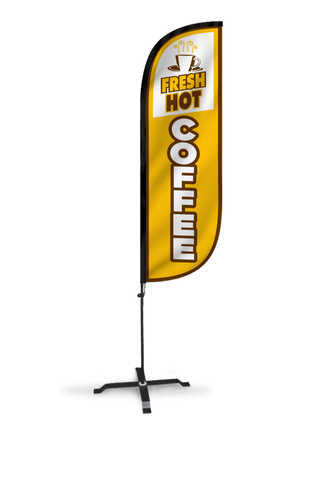 Fresh Hot Coffee Feather Flag