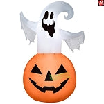 4.5' Gemmy Airblown Inflatable Halloween Ghost in Pumpkin