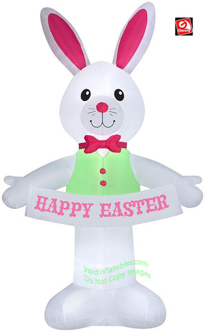 12 1/2' Giant Easter Bunny w/ Happy Easter Banner by Gemmy Inflatable