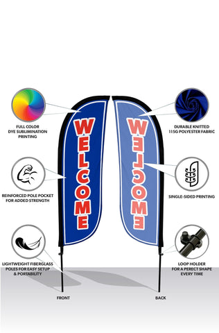 Grand Opening Feather Flag - Variety 3-Pack V1 w/ Ground Spike Pole Set