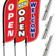 Grand Opening Feather Flag - Variety 3-Pack V2 w/ Ground Spike Pole Set