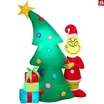 4' Gemmy Airblown Inflatable Grinch w/ Christmas Tree & Presents