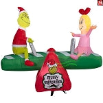 5.5' Gemmy Airblown Inflatable Animated Christmas Grinch and Cindy Lou Teeter Totter
