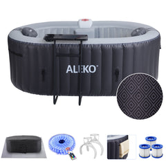 ALEKO NEW Diamond Inflatable Jetted Hot Tub with LED Lights and Energy Efficient Cover - 2 Person - Black