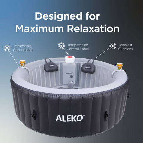 ALEKO 2025 Inflatable Jetted Square Hot Tub with LED Lights and Energy Efficient Cover - 4 Person - Image 2