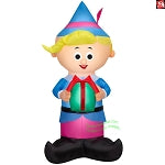 4' Gemmy Airblown Inflatable Christmas Rudolph's Hermey w/ Present