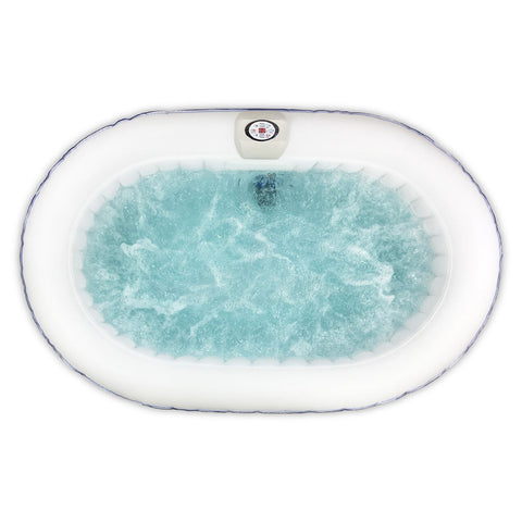 2 Person 145 Gallon Black and White Oval Inflatable Hot Tub Spa With Drink Tray and Cover by Aleko