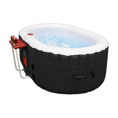 4 Person 210 Gallon Light Blue and White Round Inflatable Jetted Hot Tub with Cover by Aleko