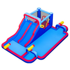 Inflatable Water Slide Giant Water Park 9-In-1 for Kids Backyard Fun with 735W Blower