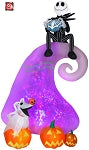 9' Gemmy Airblown Animated Inflatable Projection Kaleidoscope Jack Skellington on Mountain w/ Zero