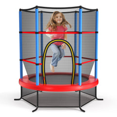 55 Inch Kids Recreational Trampoline Bouncing Jumping Mat with Enclosure Net