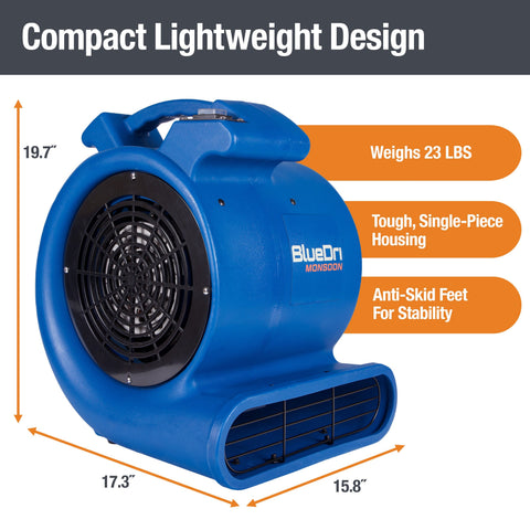 BlueDri BD-MNSN Monsoon 1/2 HP, 2550 CFM Air Mover Blower Fan by B-Air