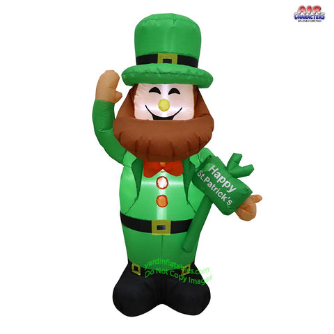 4' Air Blown Inflatable St. Patricks Day Leprechaun w/ Sign