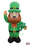 8' Air Blown Inflatable St. Patrick's Day Leprechaun w/ Sign