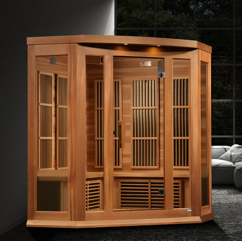 Maxxus "Avignon" 3 Person Corner Near Zero EMF FAR IR Sauna (MX-K356-01-ZF CED / MX-M356-01-ZF CED)