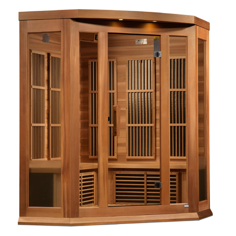 Maxxus "Avignon" 3 Person Corner Near Zero EMF FAR IR Sauna (MX-K356-01-ZF CED / MX-M356-01-ZF CED)