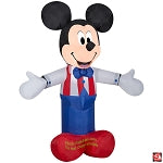 3.5' Gemmy Airblown Inflatable Patriotic Disney Mickey Mouse Wearing Red, White, & Blue Suit