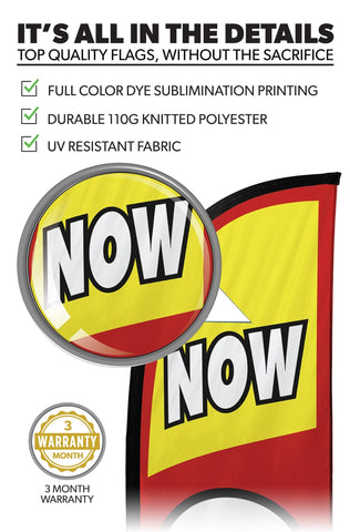 Now Open Feather Flag - 3 Pack w/ Ground Spike Pole Set