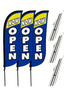 Image of Now Open Feather Flag - 3 Pack w/ Ground Spike Pole Set