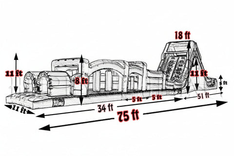 Obstacle Course 3 PLUS (16ft Slide)-Tropical (Wet & Dry) - IG5123-16