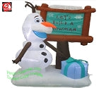 6.5' Gemmy Airblown Inflatable Christmas Frozen Olaf w/ "Lets Build A Snowman" Sign