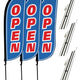 Open Feather Flag - 3 Pack w/ Ground Spike Pole Set