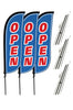 Image of Open Feather Flag - 3 Pack w/ Ground Spike Pole Set