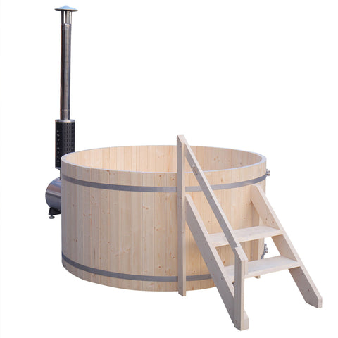 ALEKO Wood-Fired Hot Tub and Ice Bath - 4-5 Person - Pine - External Stove