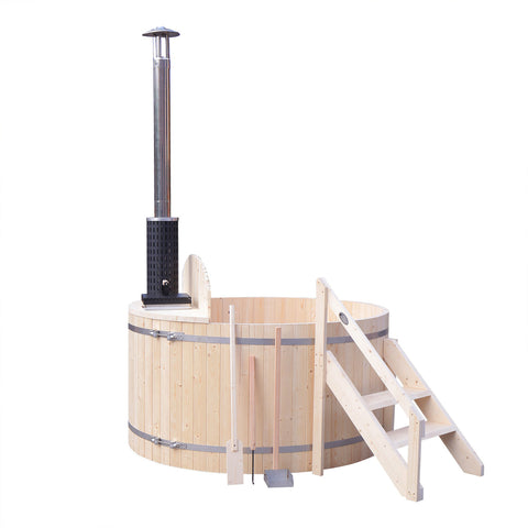ALEKO Wood-Fired Hot Tub and Ice Bath with Internal Stove - 4-5 Person - Pine