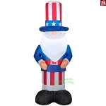 4' Gemmy Airblown Inflatable Patriotic 4th of July Uncle Sam Gnome