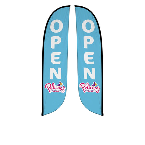 Pelican's Snoballs "Open" 12ft Feather Flag