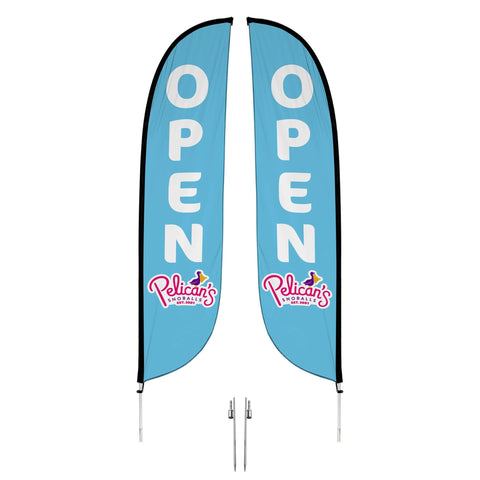 Pelican's Snoballs "Open" 12ft Feather Flag