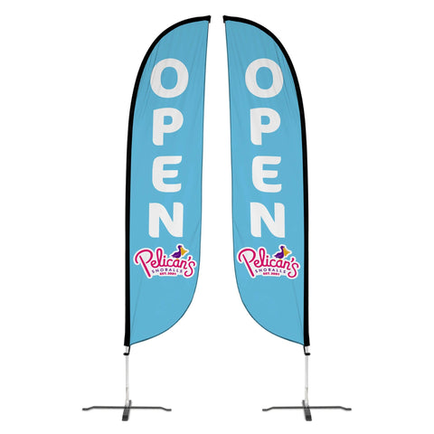 Pelican's Snoballs "Open" 12ft Feather Flag