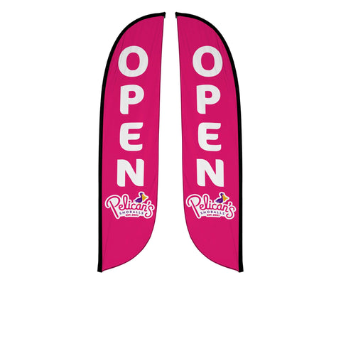 Pelican's Snoballs "Open" 12ft Feather Flag