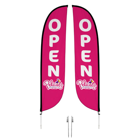 Pelican's Snoballs "Open" 12ft Feather Flag