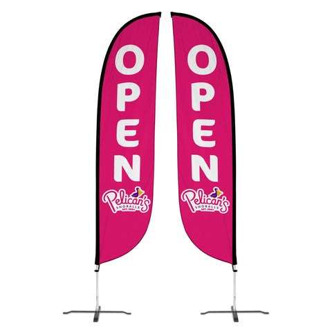 Pelican's Snoballs "Open" 12ft Feather Flag