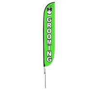 Pet Grooming Feather Flag Green