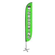 Pet Grooming Feather Flag Green