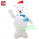3 1/2' Gemmy Airblown Inflatable Polar Bear Wearing Santa Hat & Blue Striped Scarf