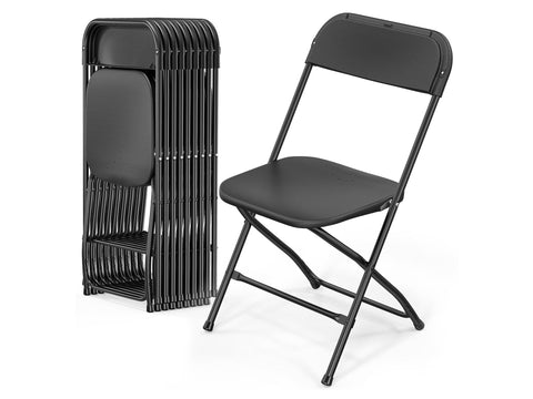 Black Plastic Folding Chairs - 10 Pack by Cutting Edge