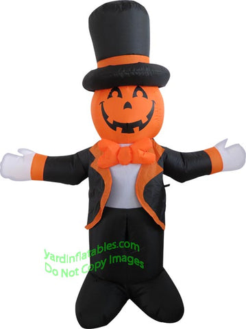 4' Air Blown Inflatable Pumpkin Head Man w/ Bowtie