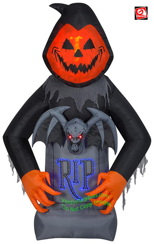 8.5' Pumpkin Head Reaper Tombstone by Gemmy Inflatables