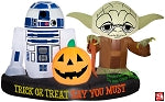 6' Gemmy Airblown Inflatable Disney's Star Wars R2-D2 and Yoda w/ Pumpkin Scene