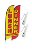 Image of Restaurant Feather Flags - 2 Pack w/ Ground Spike Pole Set