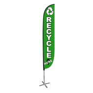 Recycle Here Feather Flag Green