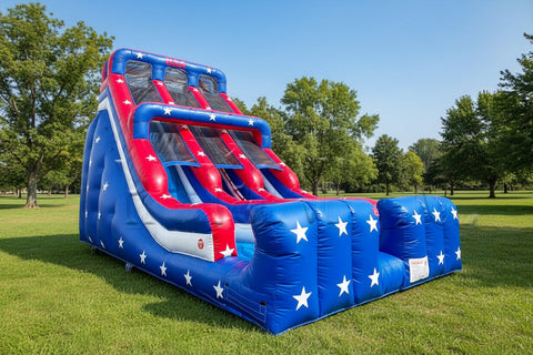 24 Foot Patriotic Double Lane Inflatable Slide