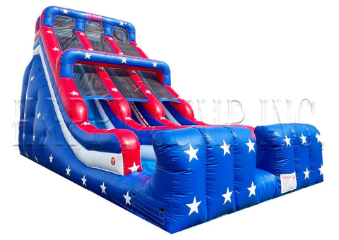 24 Foot Patriotic Double Lane Inflatable Slide
