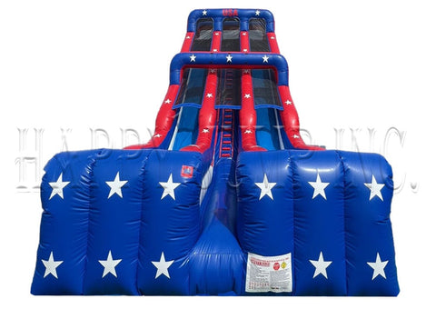 24 Foot Patriotic Double Lane Inflatable Slide